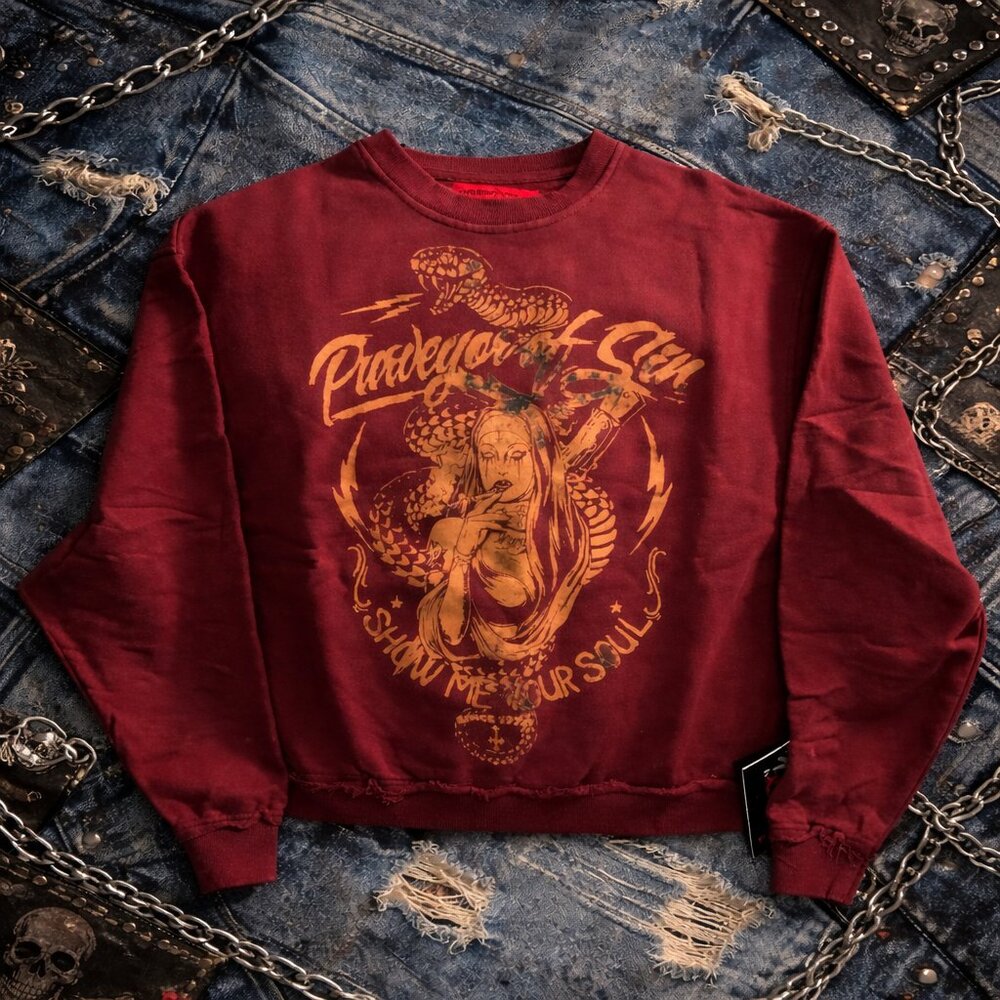 VICIOUS DENIM CREWNECK SWEATSHIRT COLOR (UMBER BROWN)
